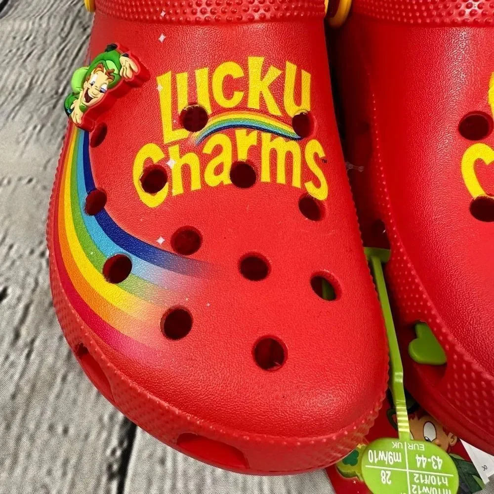 Lucky Charms Classic Crocs Limited Edition Unisex Red Rainbow M10/W12 NWT